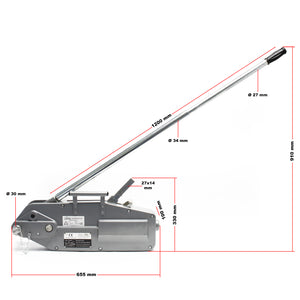 Paranco a fune max 3200kg fune 20m Ø16mm per sollevamento spostamento carichi