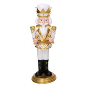 Soldatino Schiaccianoci in resina con tamburo bianco e oro cm 12x11,54xh31