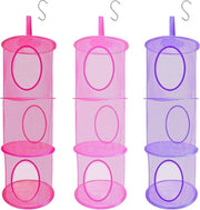 Set di 3 appendiabiti pieghevoli con seta a rete e 3 cassette - ideale per giocattoli e abbigliamento
