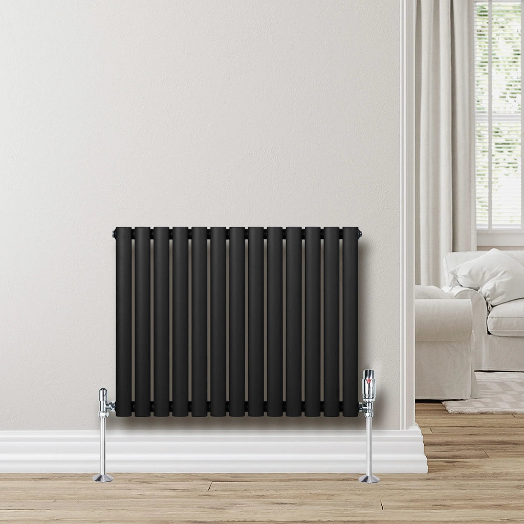 Radiatore Orizzontale Design Ovale Colonna Singola Nero 600x780 mm