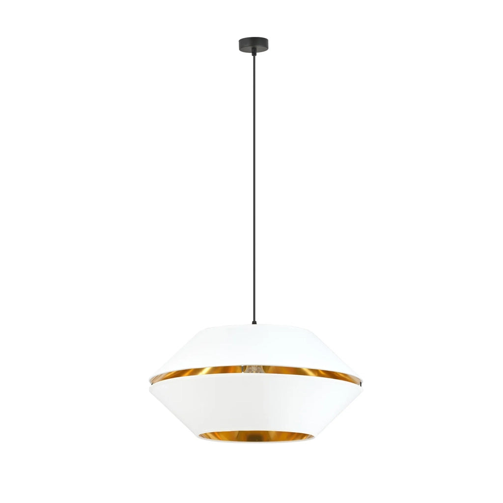 Sospensione Contemporanea 1 Luce Bellerofonte In Metallo Bianco E Oro