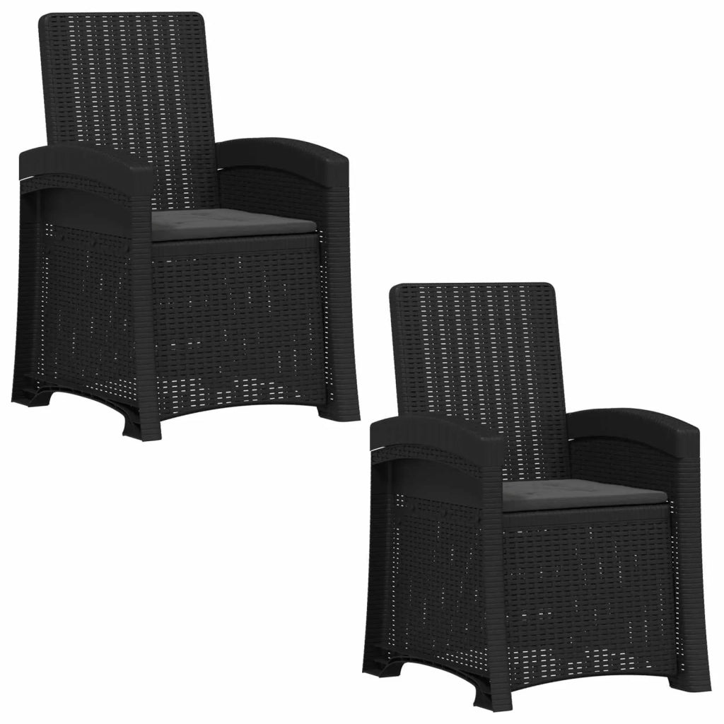 Sedia da giardino reclinabile effetto rattan 2 pcs Antracite PP 8012017