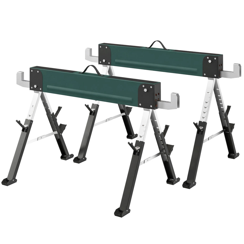 Tavolo Pieghevole con Tr¨¦teaux ¨C Minimal ¨C Verde, Metallo, Regolabile