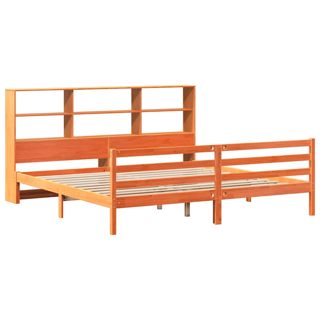 Letto Libreria senza Materasso Marrone Cera 180x200 cm Legno 3321920