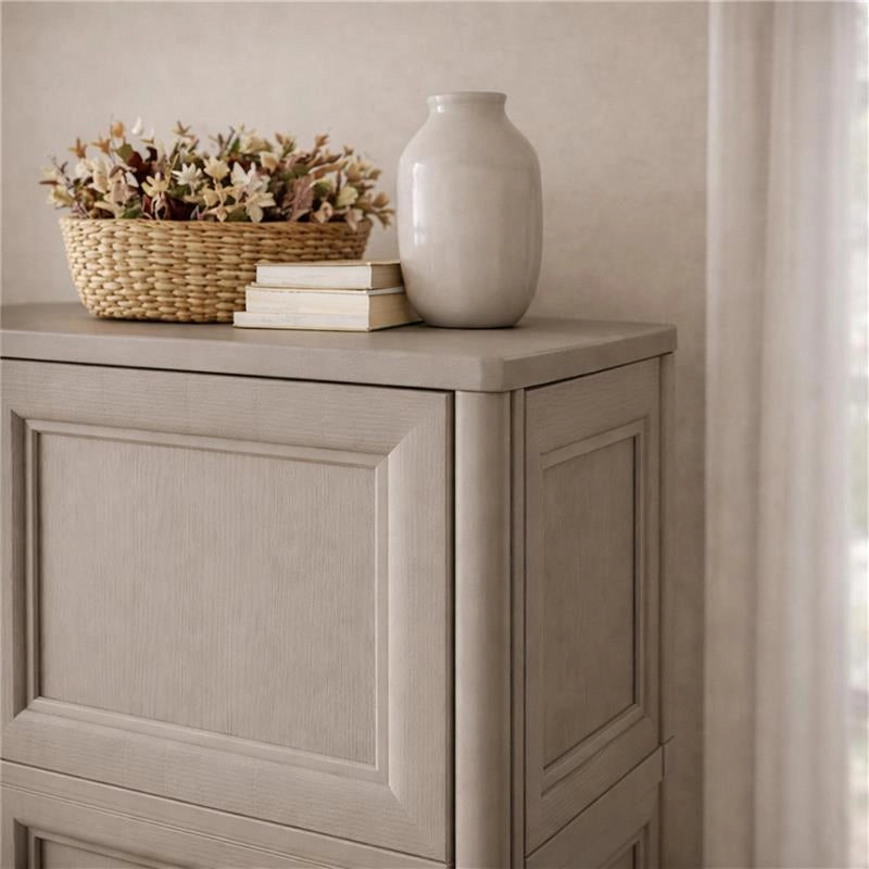 ARMADIO 2 ANTE TAUPE 79X43X203 CM CON 6 SCOMPARTI E VANO PORTASCOPA – MOBILE ALTO ORGANIZZAZIONE CASA PER INGRESSO E LAVANDERIA
