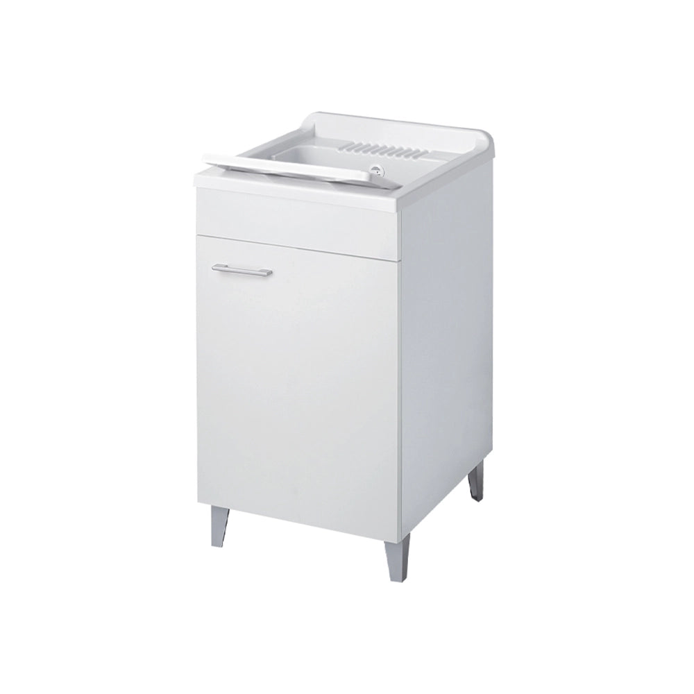 Mobile lavatoio per interni 45x50 cm bianco - vasca e asse in PP, sifone e troppopieno | Pratika