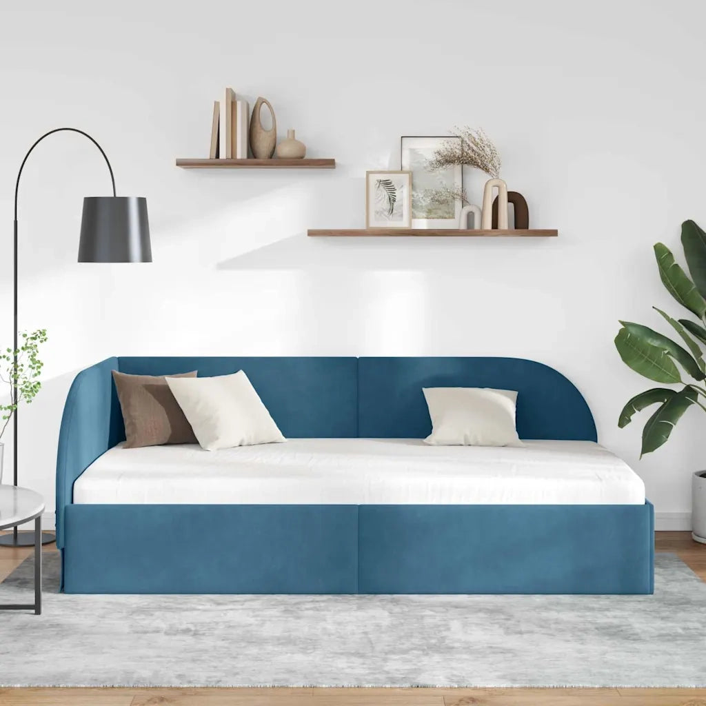 Cornice del letto ad angolo Blu 90 cm x 190 cm Velluto 42016635