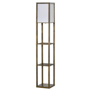 Lampada da Terra Attacco E27 Potenza 40W con Mensole in MDF Colore Legno