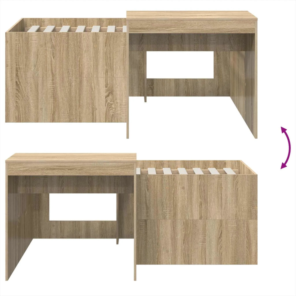 Letto alto per bambini con scrivania Rovere Sonoma