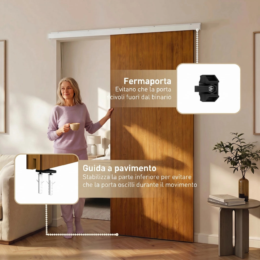 Porta Scorrevole per Armadio ¨C zephmum ¨C 90x210 cm, Effetto Legno Marrone