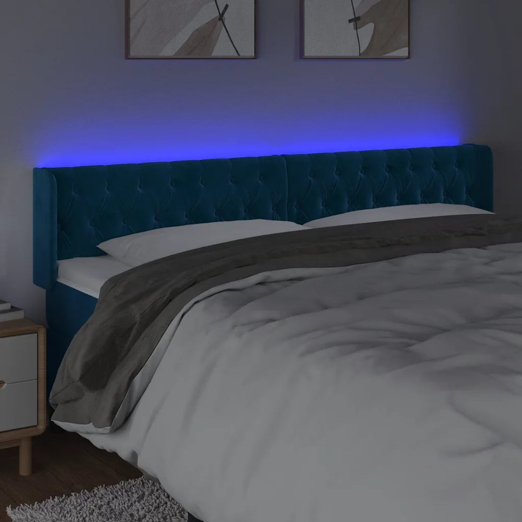 Testiera a LED Blu Scuro 183x16x78/88 cm in Velluto 3123636
