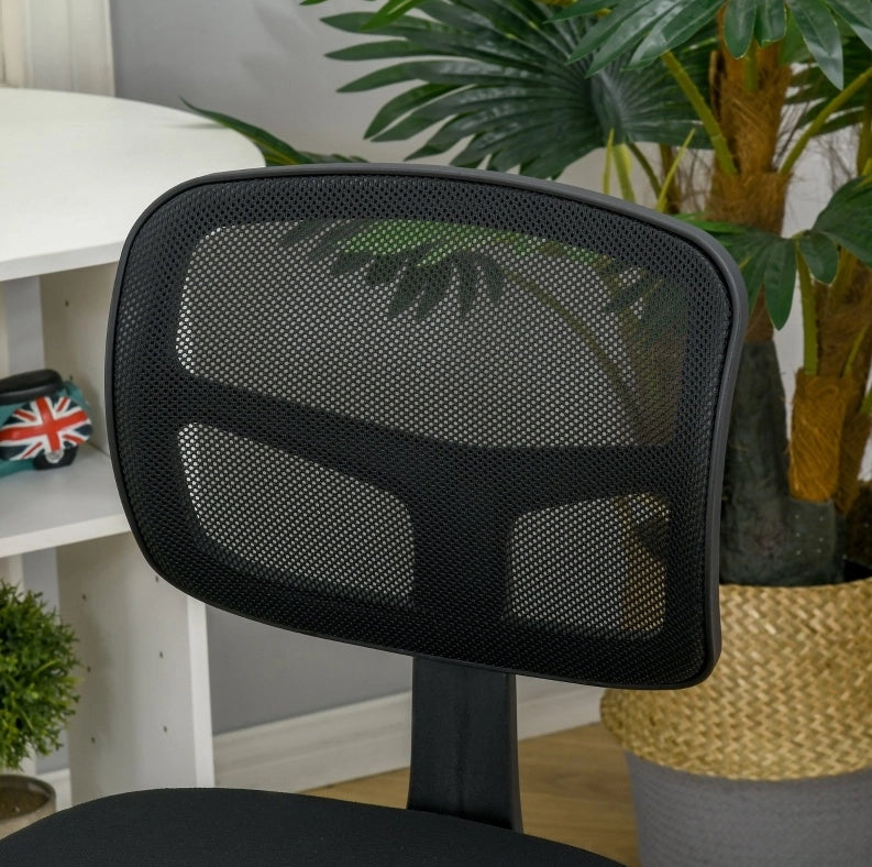 Sedia da ufficio ULEVR ergonomica girevole con altezza regolabile e 5 ruote, senza braccioli, nera