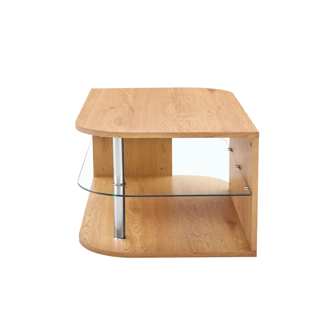 Tavolino da caffè 100x60x42 cm con doppio spazio contenitore in MDF naturale