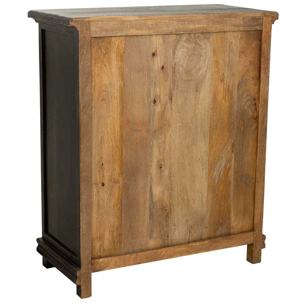 Mobile da ingresso in legno rifinito artigianalmente con 2 ante e 2 cassetti nero 85x40x100