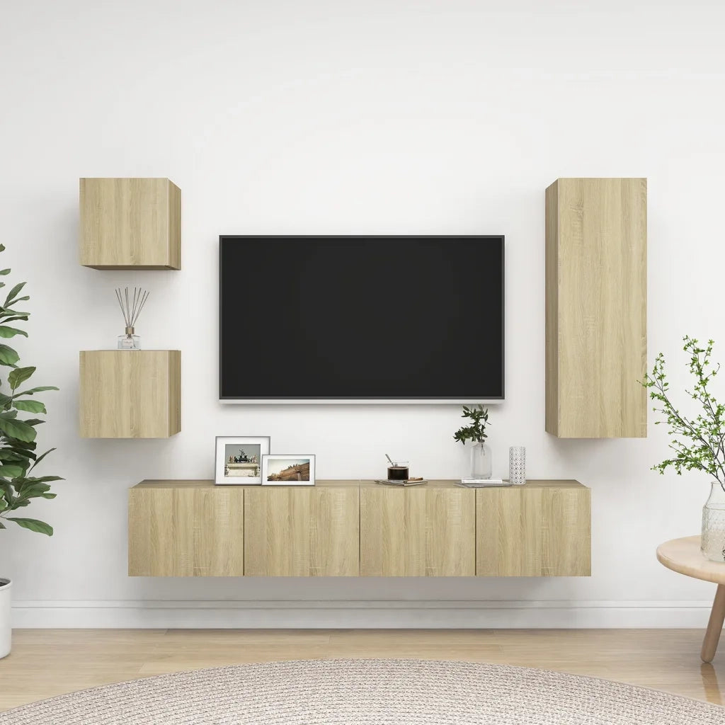Set di Mobili TV 5 pz Rovere Sonoma in Legno Multistrato 3079011