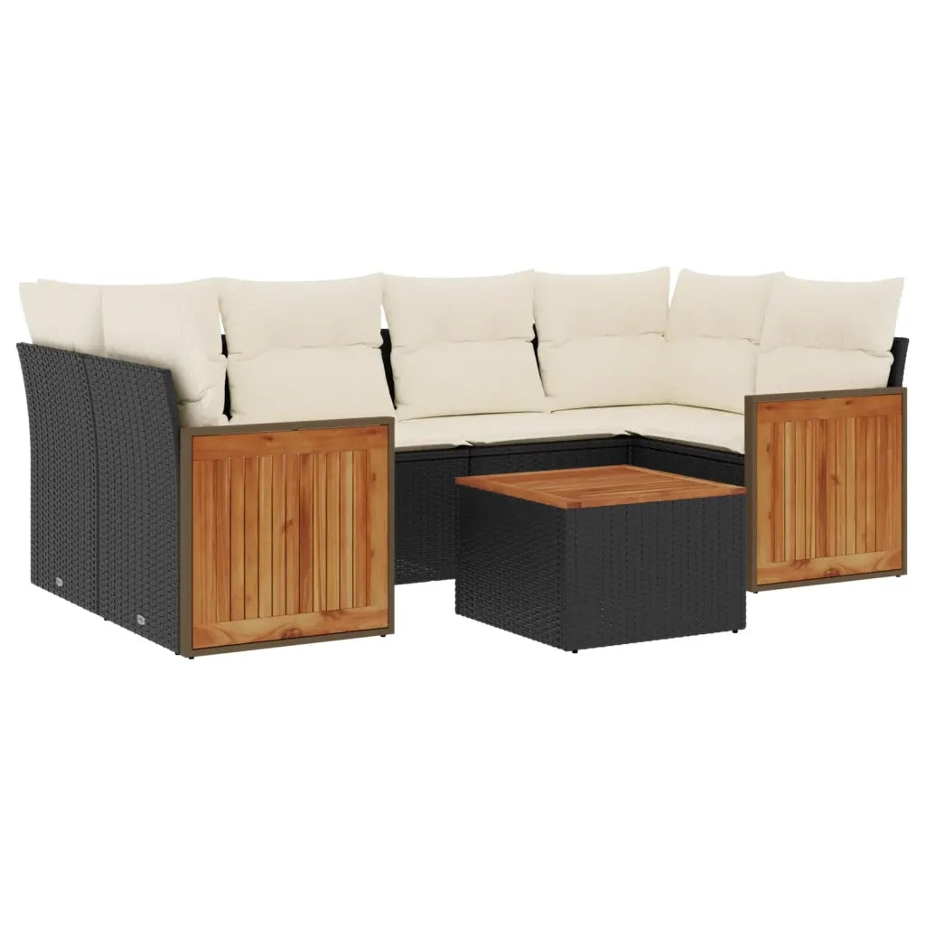 Set Divani da Giardino con Cuscini 7pz Nero Polyrattancod mxl 114199