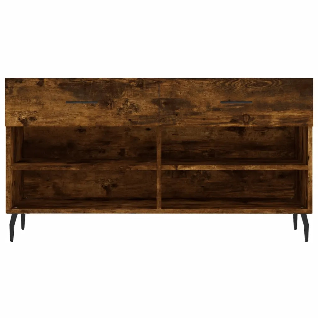 Panca Porta Scarpe | Scarpiera | Mobile per scarpe Rovere Fumo 102x35x55 cm Legno Multistrato