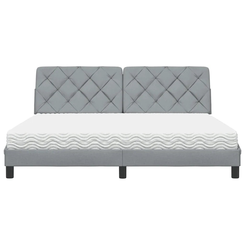 vidaXL Letto con Materasso Grigio Chiaro180x200 cm Tessuto
