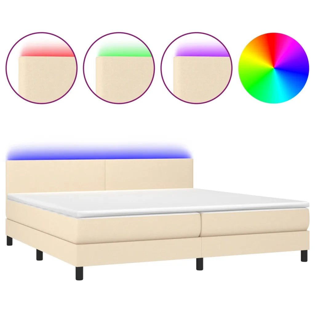 Letto a Molle Materasso e LED bianco 200x200cm in Tessuto 3133026