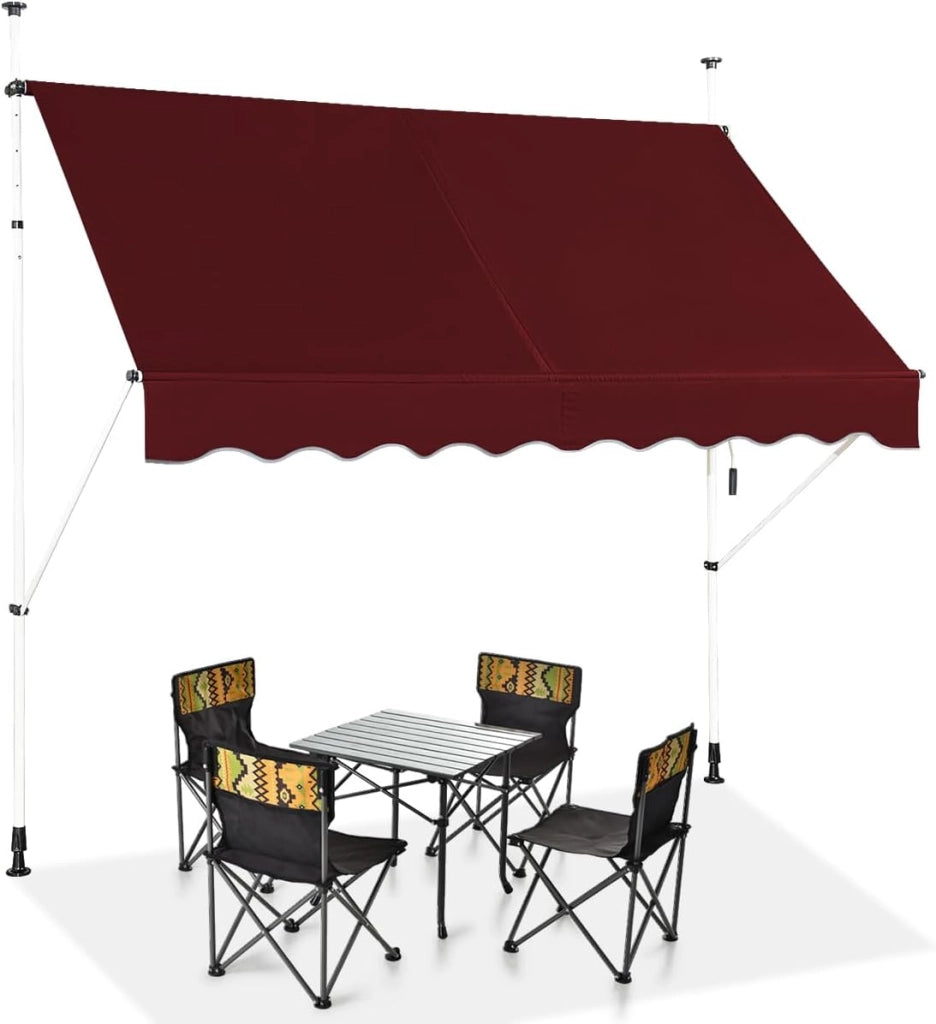 Tenda da Sole per Balcone, Tenda da Sole a Morsetto per Esterno, Regolabile in Altezza, Telaio Telescopico Senza Forare, Telo Resistente ai Raggi Solari (300 cm, Beige)