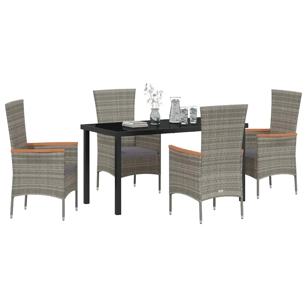 Set da Pranzo per Giardino con cuscino 5 pcs Grigio