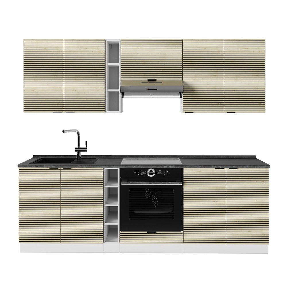 Cucina componibile Fame-Line Pannello in quercia/Bianco 235 cm, PL Antracite Vicco