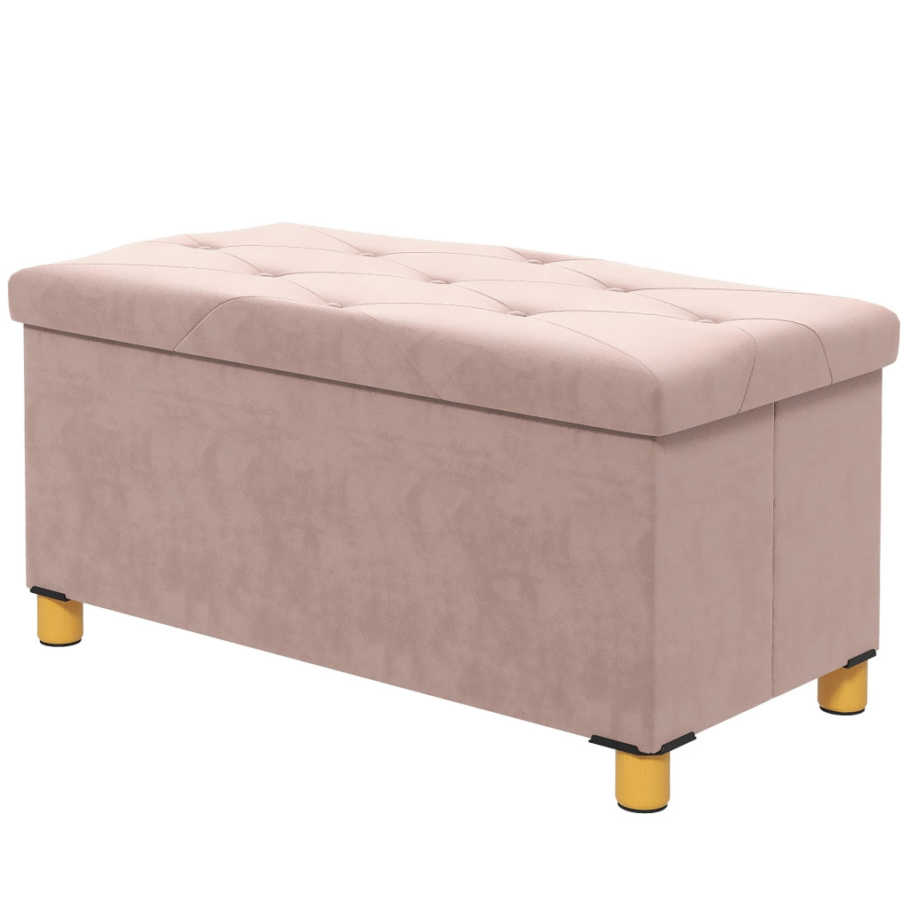 Divano letto imbottito 2 posti ¨C zephmum ¨C rosa, velluto, 76x38x38 cm