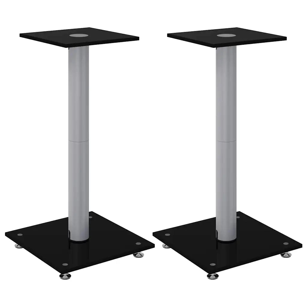 Pedane Casse 2pz Nero Argento Vetro Temperato Design 1 Pilastro 51810
