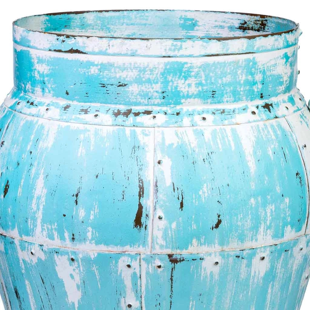 Vaso in metallo invecchiato blu 45x45x60h cm
