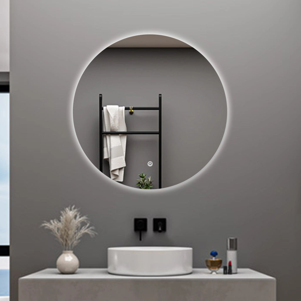 AICA Specchio da bagno 70 x 70 cm, antiappannamento, dimmerabile, interruttore touch, Funzione Memoria