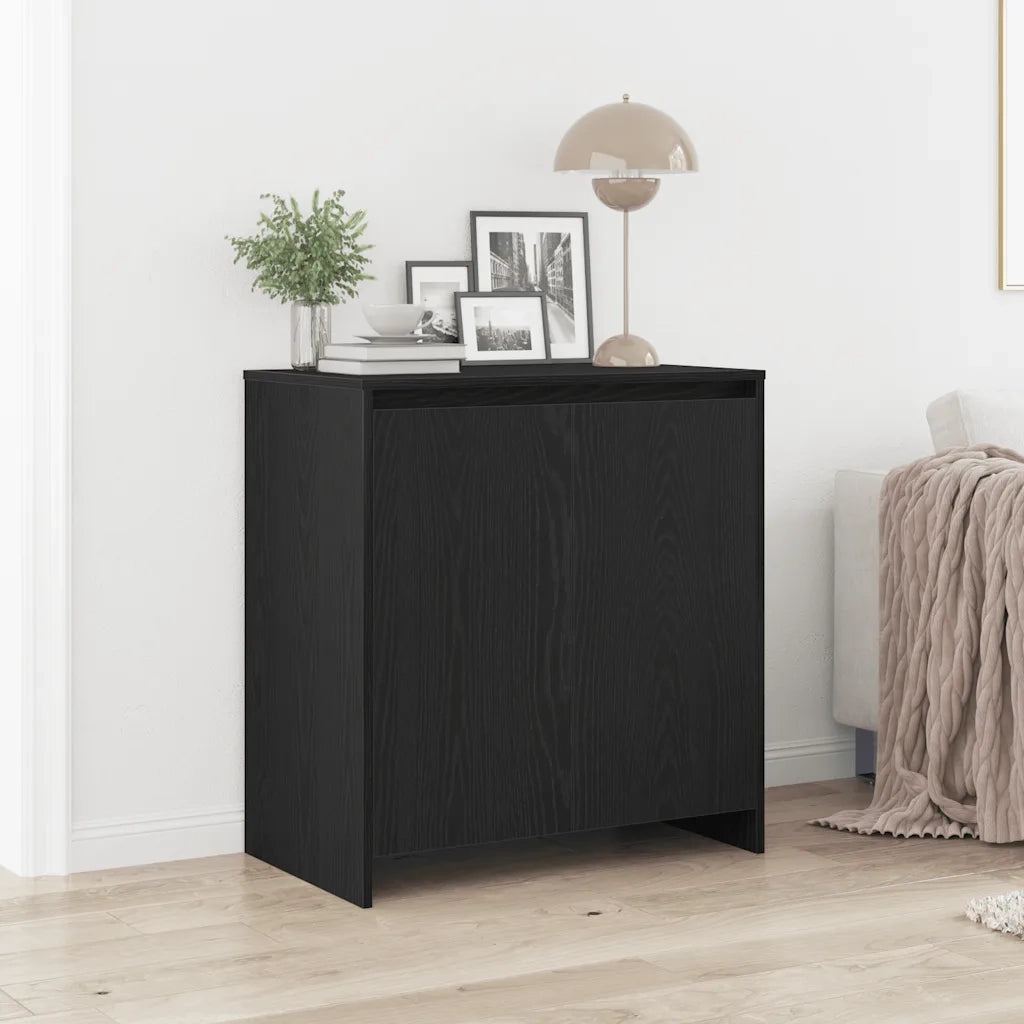 Credenza Rovere Nero 70x41x75 cm Legno Massello di Acacia 862082