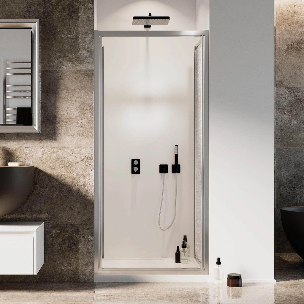 Porta Doccia 75CM H185 Cristallo Stampato C Apertura Saloon con Doppia Anta Battente mod. Clint