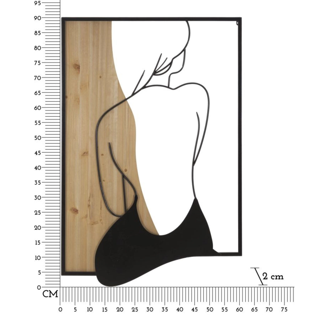 Decorazione in Metallo e Legno Donna, Marrone, Metallo, 60x2x90 cm
