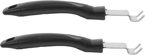 Kit di accessori BBQ, paletta da cucina, sollevatore di legno, sollevatore di birra, spazzolino per griglia, sollevatore di griglia, paletta per proteggere le bistecche, kit di accessori di griglia, PP nero, 2 pezzi