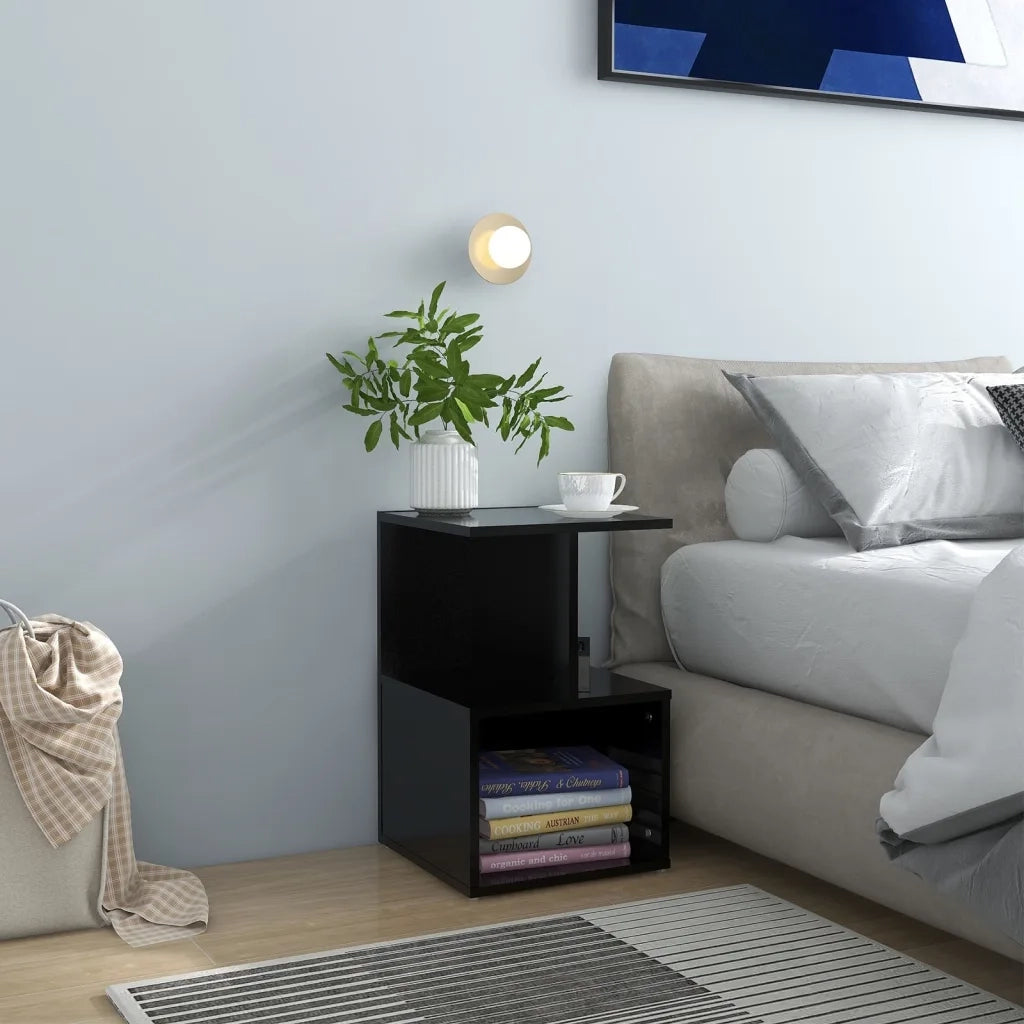 Comodino Nero 35x35x55 cm in Legno Multistrato 806348
