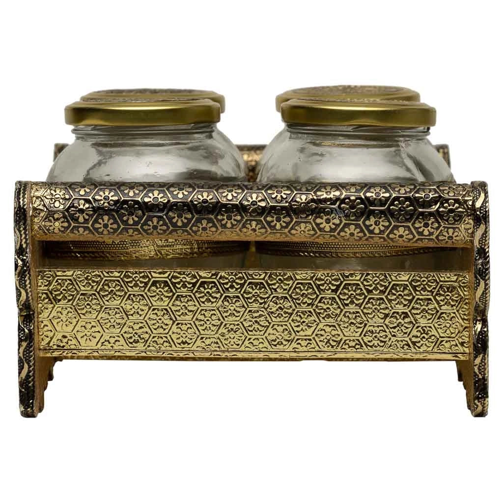 Vassoio in metallo goffrato dorato 25x13x6h