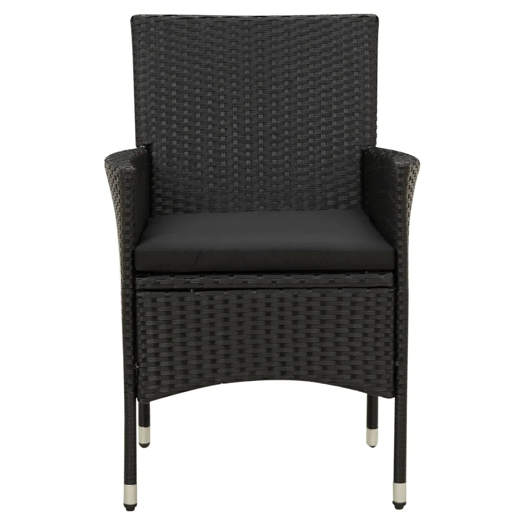 Sedie da Giardino con Cuscini 4 pz | Sedie da Esterno in Polyrattan Nere