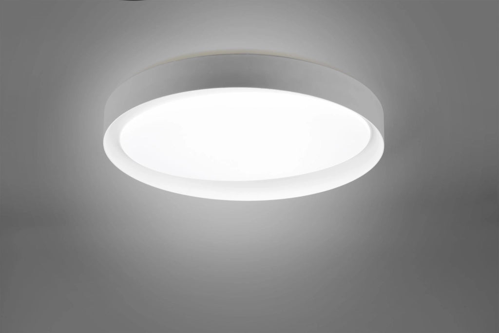 ZETA PLAFONIERA LED 24W 2500lm, 2700 - 6500K DIFFUSORE BIANCO CON BORDO GRIGIO E BIANCO E TELECOMANDO MULTIFUNZIONE D.48,5CM DIMMERABILE