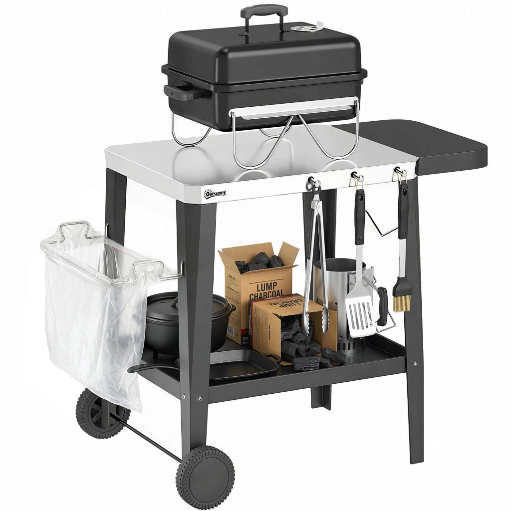 Carrello da cucina mobile con ganci e portarotoli ¨C zephmum ¨C Nero Edelstahl 115x67.5x80.5 cm