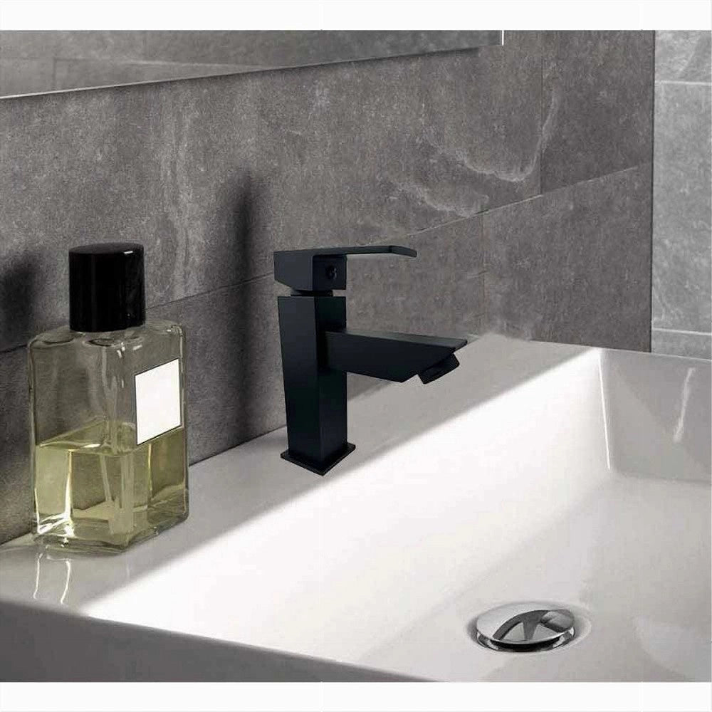 Trade Shop - Rubinetto Per Bagno Ultra Moderno Miscelatore Orientabile Lavabo Nero Opaco 87207 -