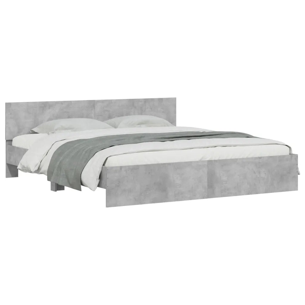 Giroletto con Testiera-Struttura Letto con testiera Grigio Cemento 180x200 cm