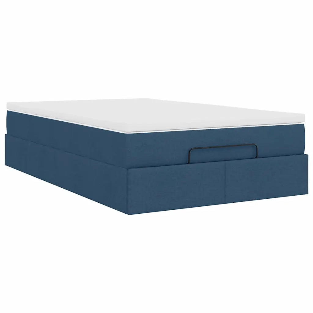 Struttura Letto Pouf con Materasso Blu 120x200 cm in Tessuto 3311105
