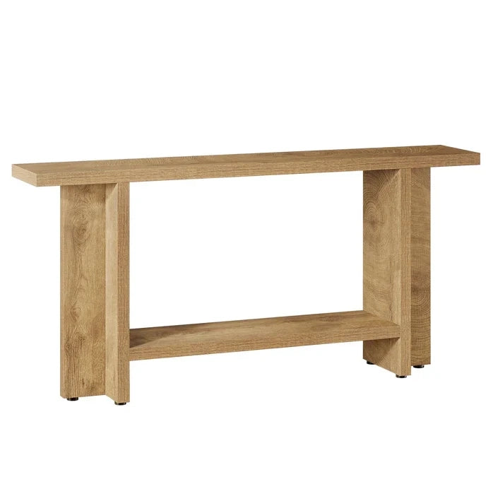 Consolle ULEVR 150x30x80 cm a 2 ripiani, tavolo da ingresso in MDF marrone