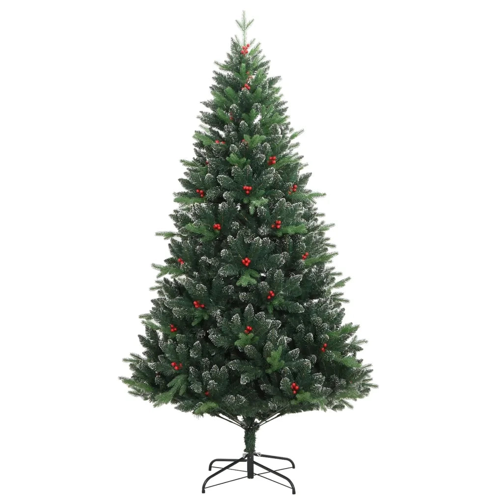 Albero Natale Artificiale Incernierato con Bacche Rosse-Albero Natalizio-Decorazioni natalizie 180 cm