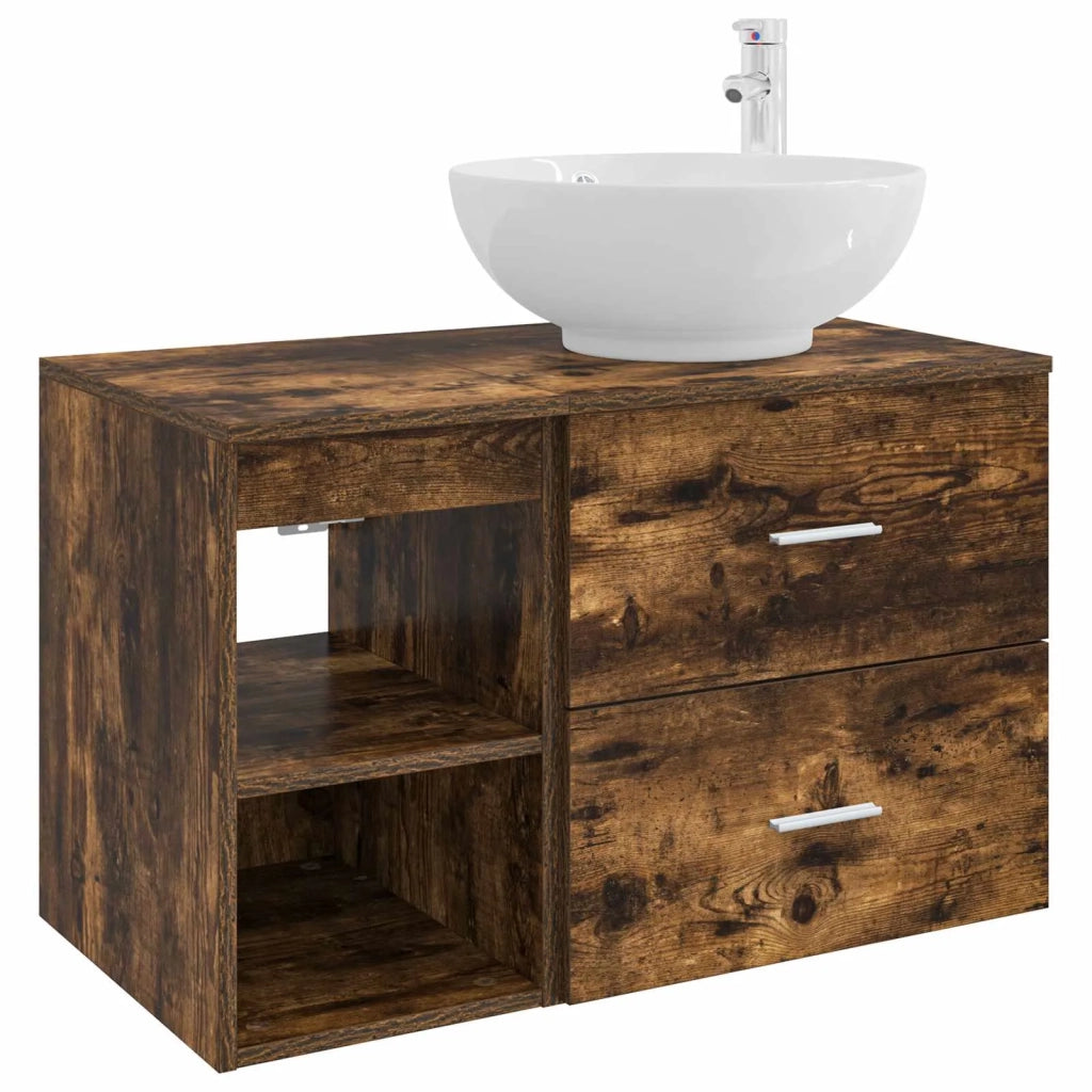 Set di mobili per il bagno 2 pcs Rovere Fumo 3403916