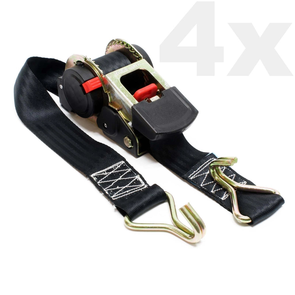 Cinghia di ancoraggio a cricchetto set 4 cinghie di fissaggio 1,8m x 50mm PES 750 daN