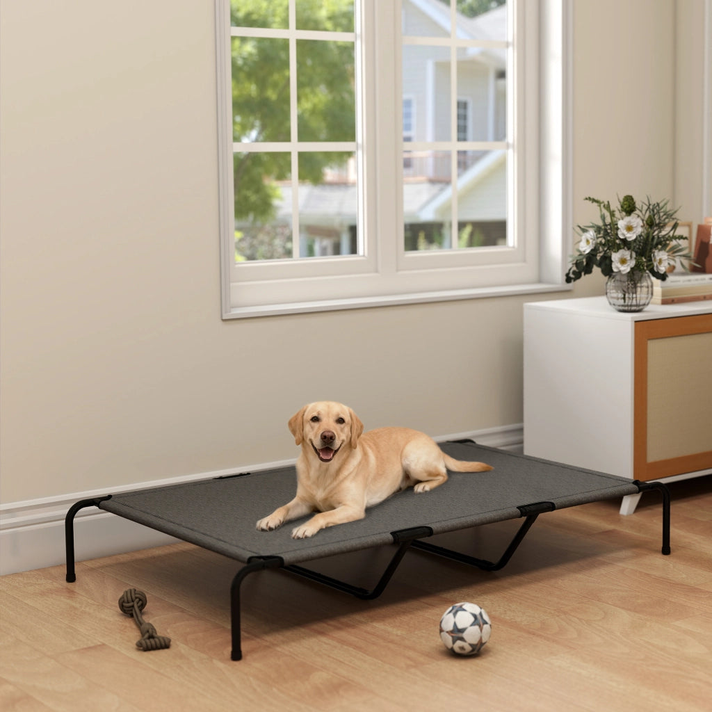 Lettino per Cani da Esterno Rialzato ¨C Xylo ¨C Struttura in Metallo Mesh Lavabile 152x94x23cm Grigio