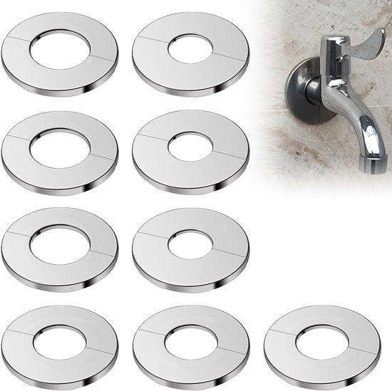 Set di coperture per tubi in acciaio inossidabile, 9 pezzi, autoadesivi, copertura per tubi, per diametri interni 24/28/35 mm, impermeabili e resistenti agli urti
