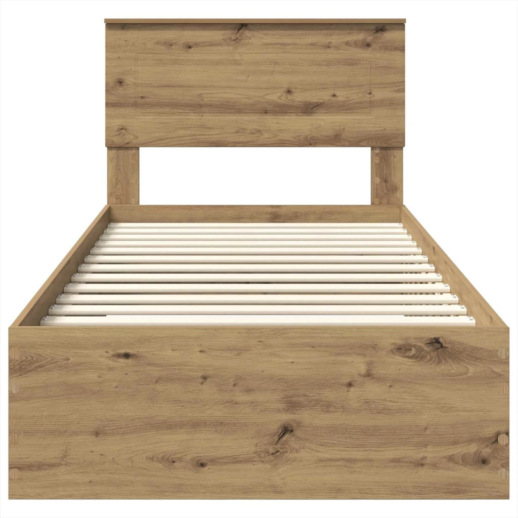 Struttura del letto con testiera Rovere artigianale 90 x 200 cm