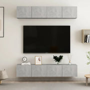 Mobili TV 4 pz Grigio Cemento 80x30x30 cm in Legno Multistrato 3079060